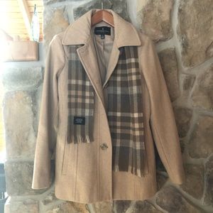 London Fog Wool Coat with Scarf Size L